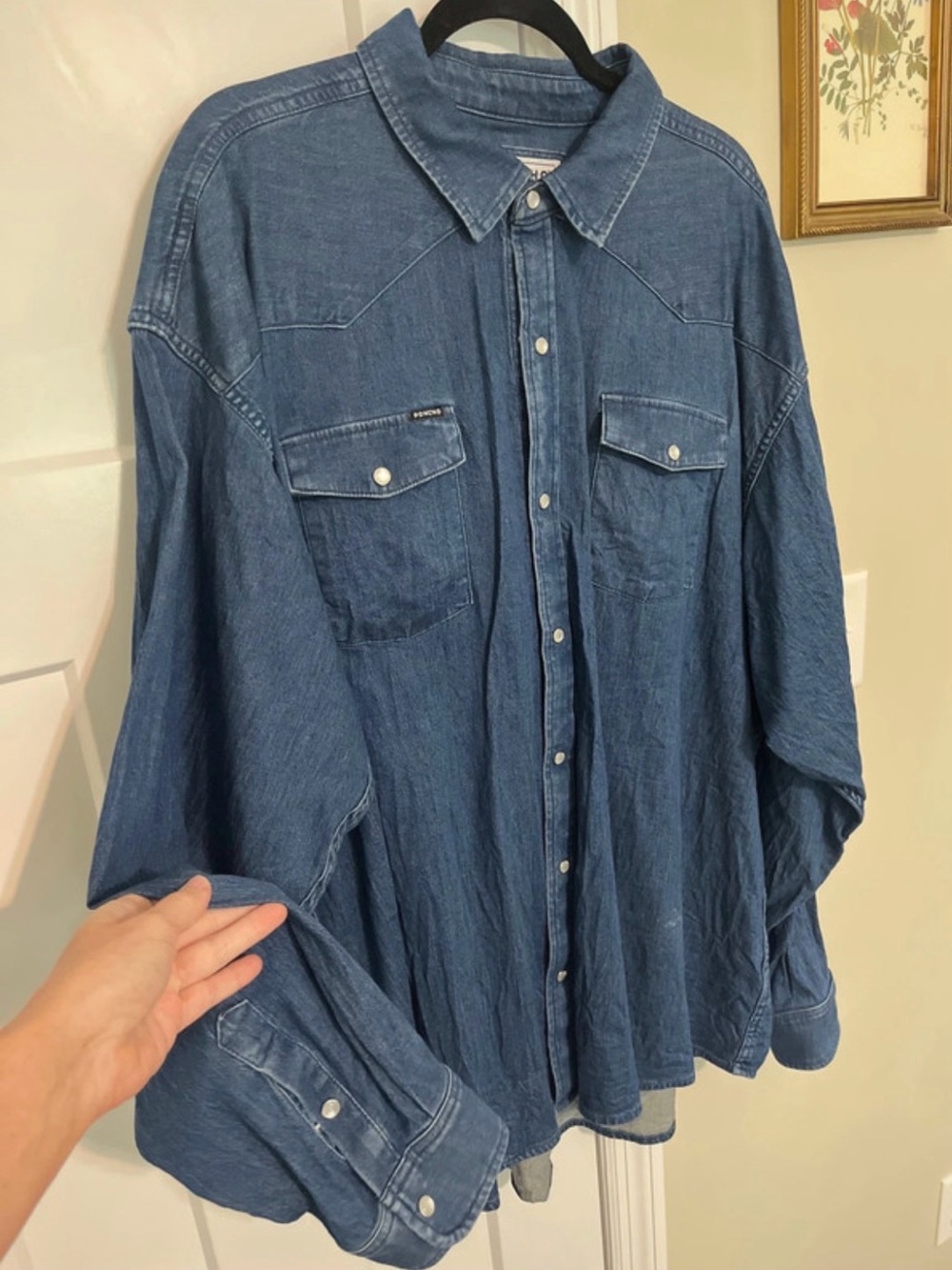 PONCHO Men's Indigo Denim PEARLSNAP - Casual Workshirt